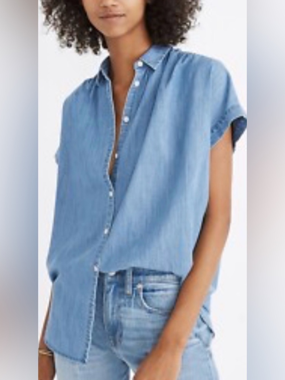 Madewell Central Button Down Short Sleeve Top Indigo Blue Women’s Size XXS